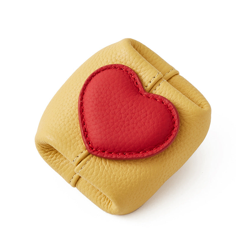Genuine Leather Two Tone Heart Coin Purse Portable