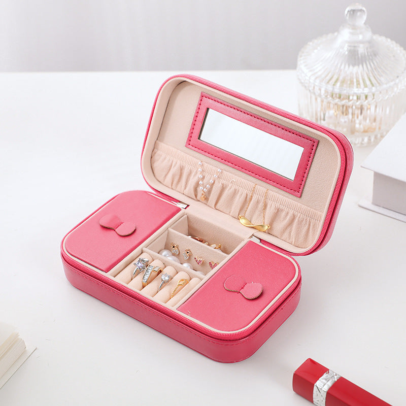 Large Capacity Travel Jewelry Box with Mirror
