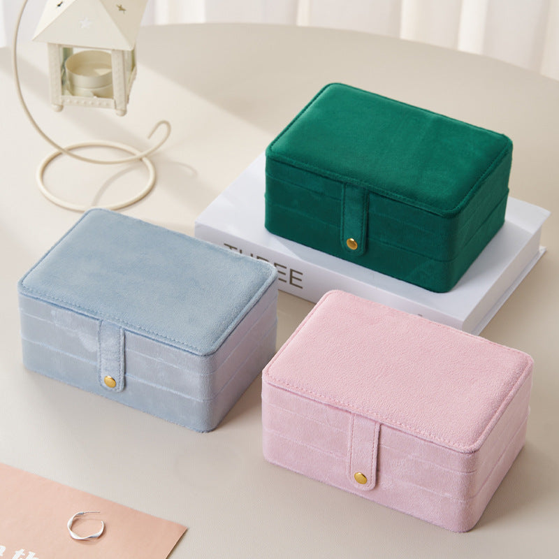 Luxury 3 Layer Velvet Jewelry Organizer Box Portable