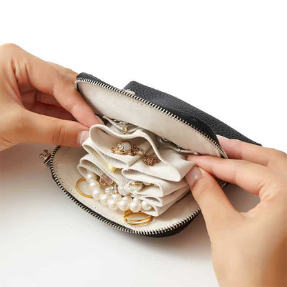 Genuine Leather Women's Multi Layer Travel Jewelry Organizer