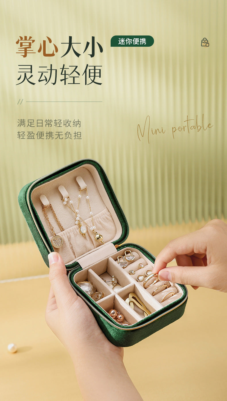 Soft Velvet Jewelry Storage Box Portable Multiple Colors