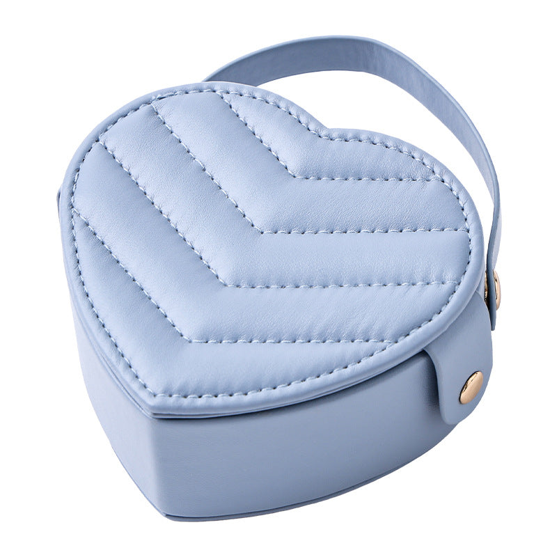 Heart Shaped Solid Color Portable Jewelry Box for Earring Ring