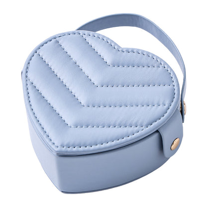 Heart Shaped Solid Color Portable Jewelry Box for Earring Ring