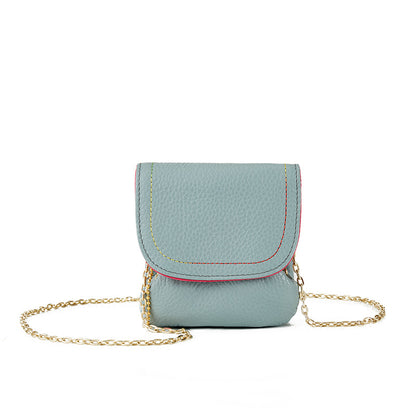 Genuine Leather Chain Coin Purse Snap Multiple Colors