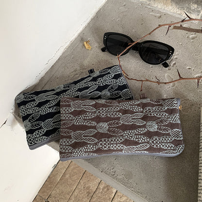 Cotton Linen Embroidered L Shape Glasses Case Pouch