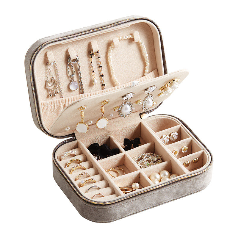 Simple Portable Velvet Jewelry Box Pearl Fleece