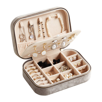Simple Portable Velvet Jewelry Box Pearl Fleece
