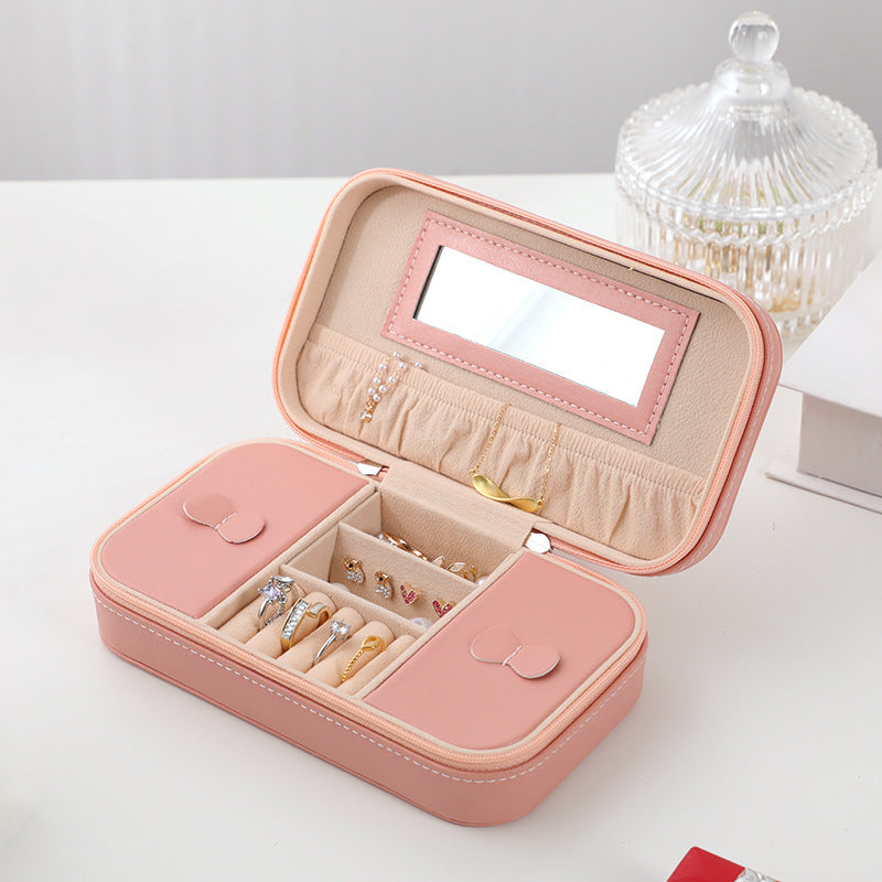 Large Capacity Travel Jewelry Box with Mirror