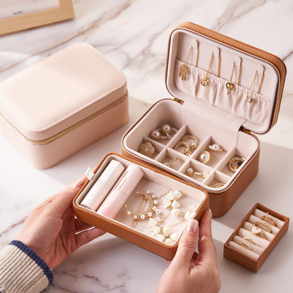 Small Apricot Brown Jewelry Box for Necklace Ring Hair Accessory