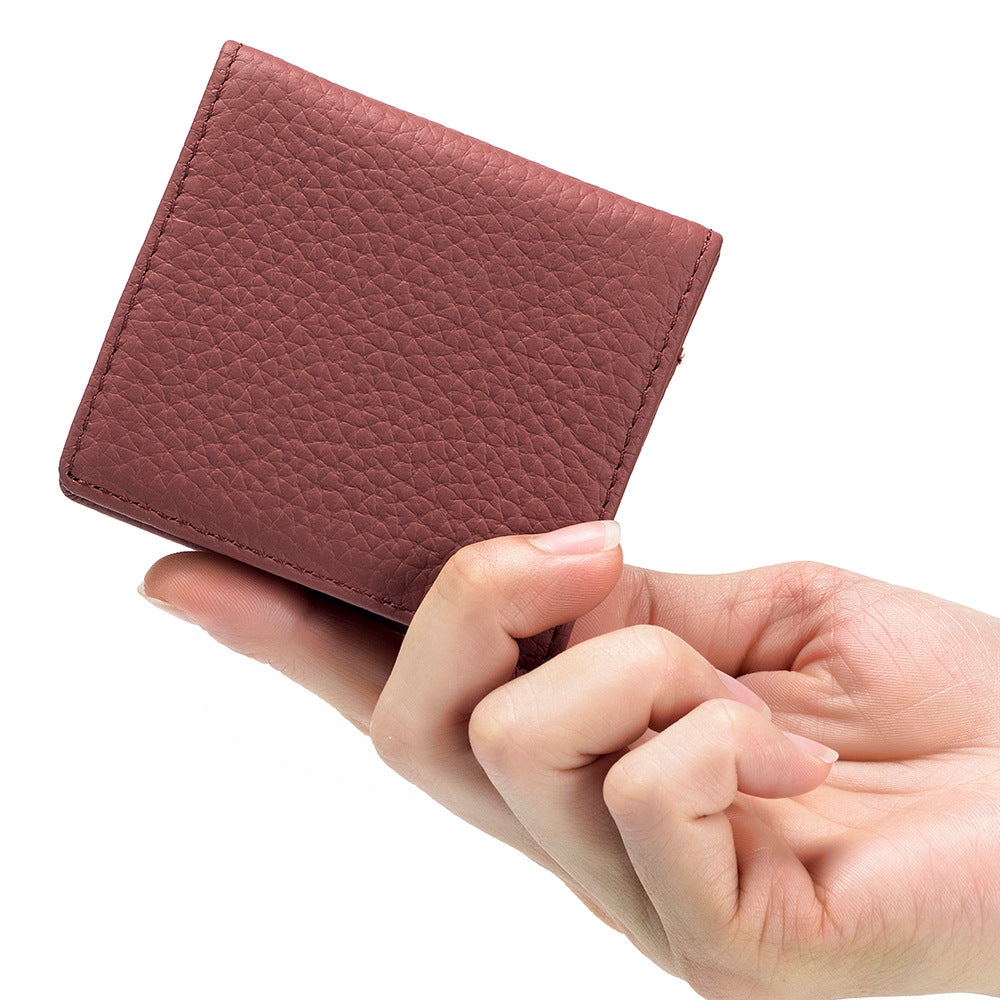 Genuine Leather Mini Wallet with Snap Coin Purse