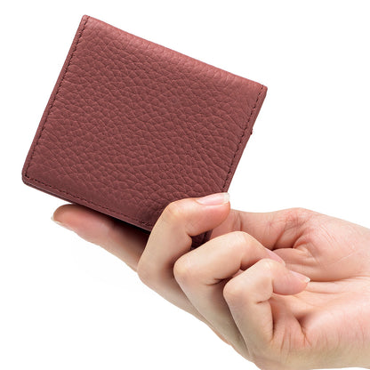 Genuine Leather Mini Wallet with Snap Coin Purse