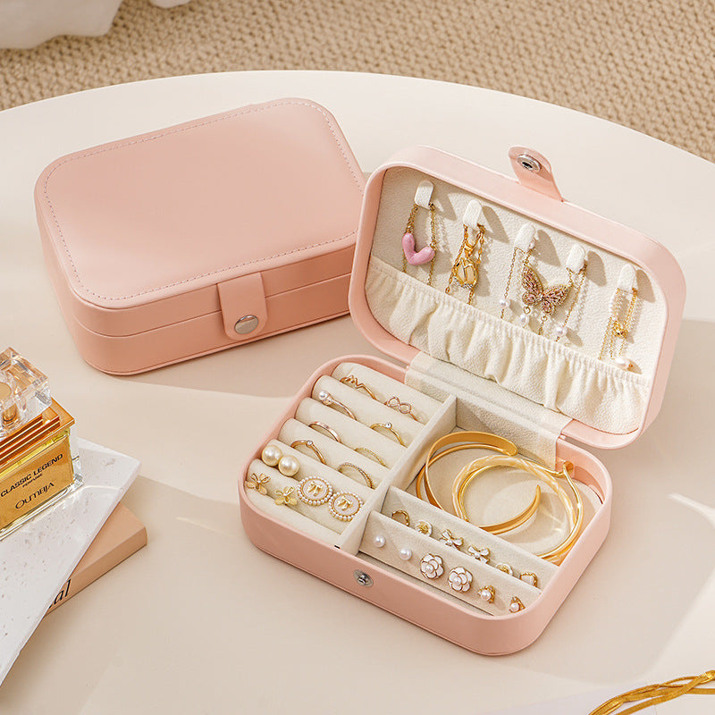 Travel Portable Simple PU Leather Jewelry Box