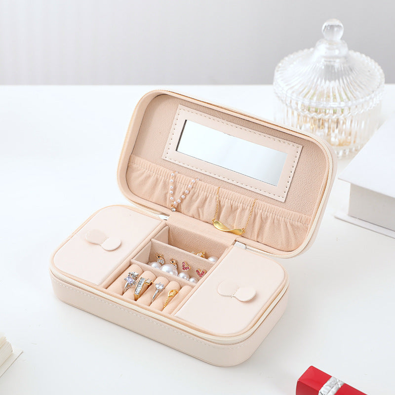 Large Capacity Travel Jewelry Box with Mirror