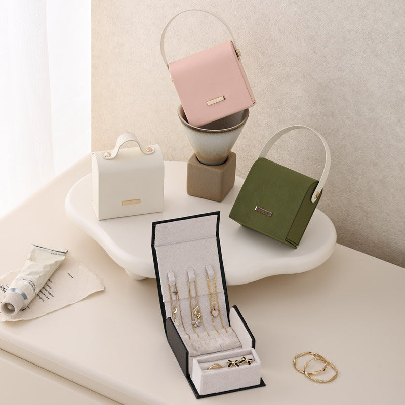 Portable Handheld Color Block Jewelry Box For Travel