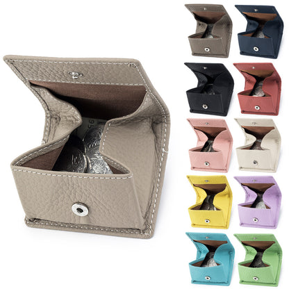 Genuine Leather Mini Wallet with Snap Coin Purse