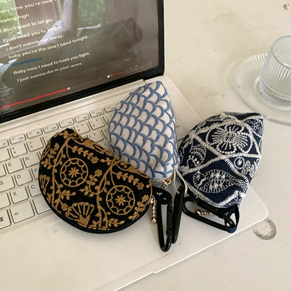 Heavy Embroidery Headphone Case Pouch Multiple Colors