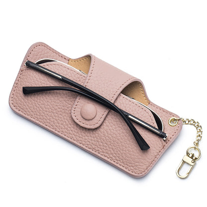 Genuine Leather Vintage Slim Portable Eyeglasses Case Unisex