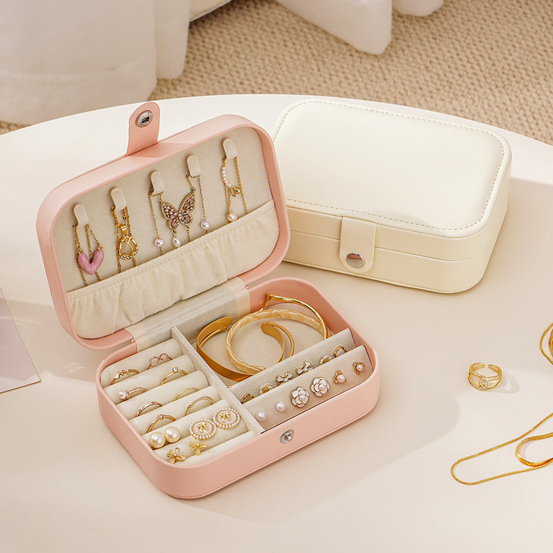 Travel Portable Simple PU Leather Jewelry Box