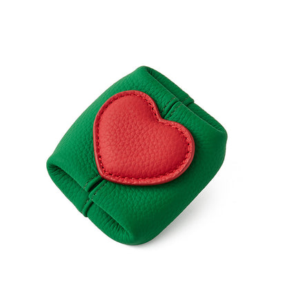 Genuine Leather Two Tone Heart Coin Purse Portable