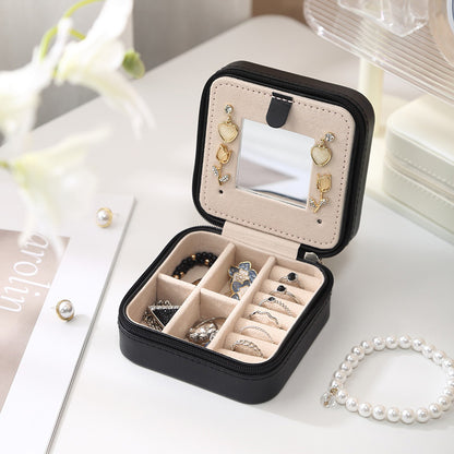 Travel Jewelry Box with Mirror Portable Multiple Colors