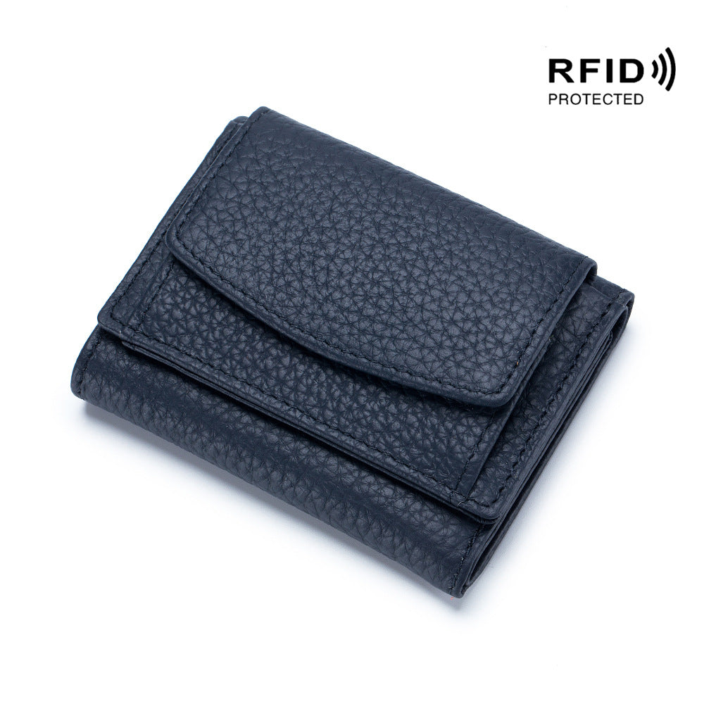 Genuine Leather RFID Mini Wallet Women Coin Purse