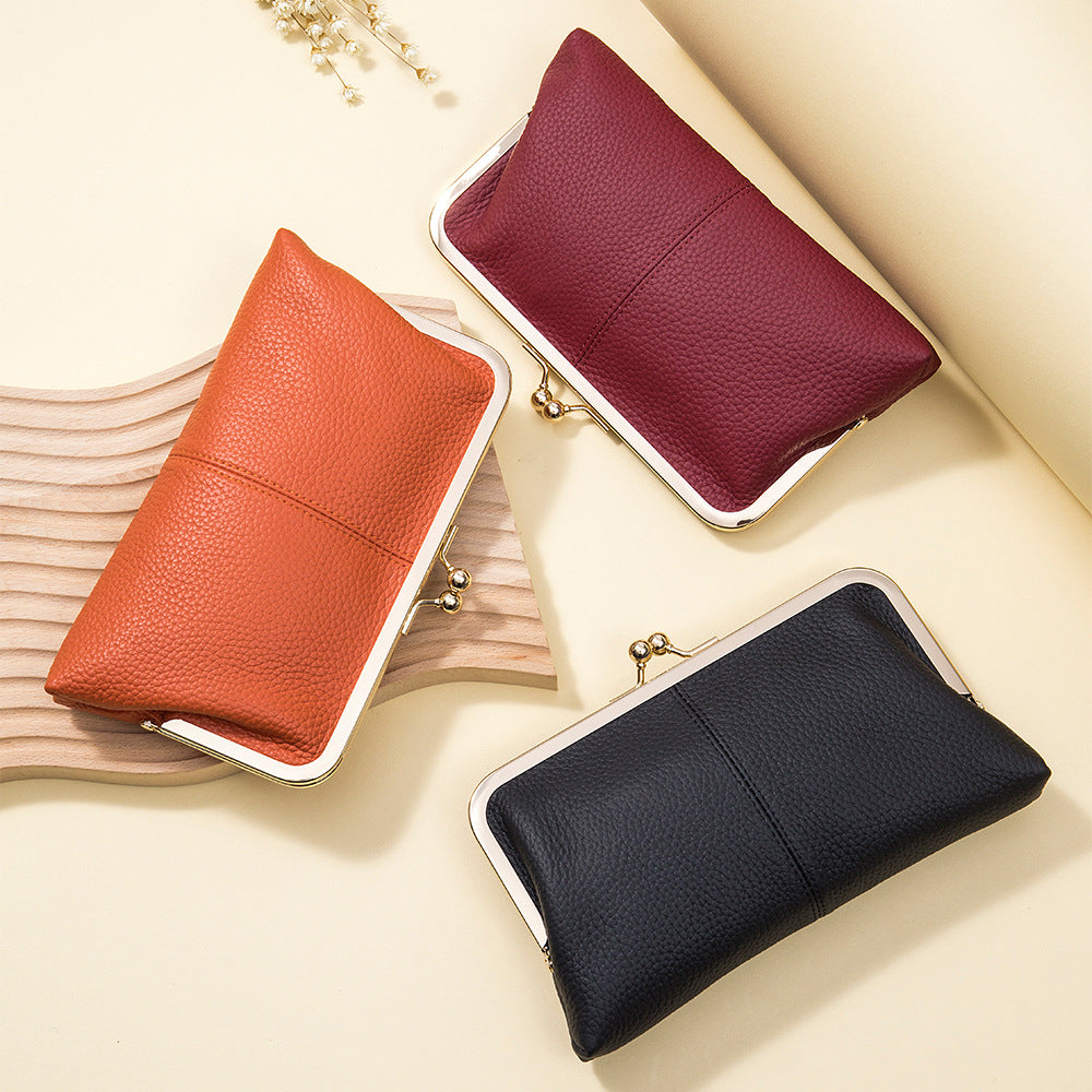 Genuine Leather Clutch Wallet Long Simple Fashion