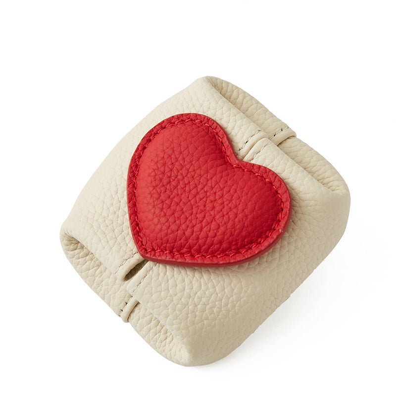 Genuine Leather Two Tone Heart Coin Purse Portable