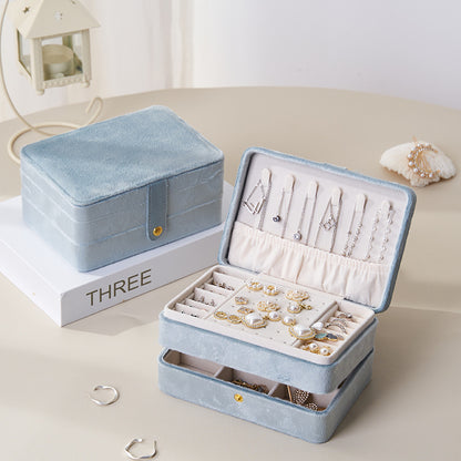 Luxury 3 Layer Velvet Jewelry Organizer Box Portable