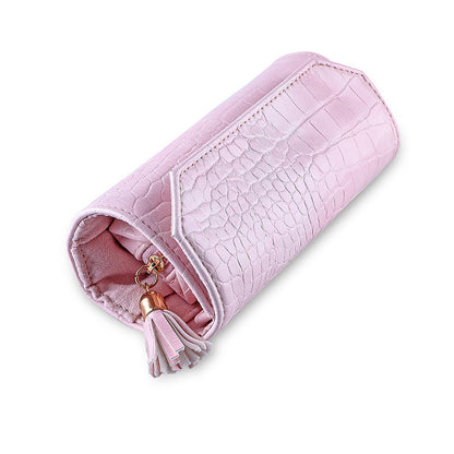 Roll Up Travel Jewelry Organizer Leather Multiple Colors