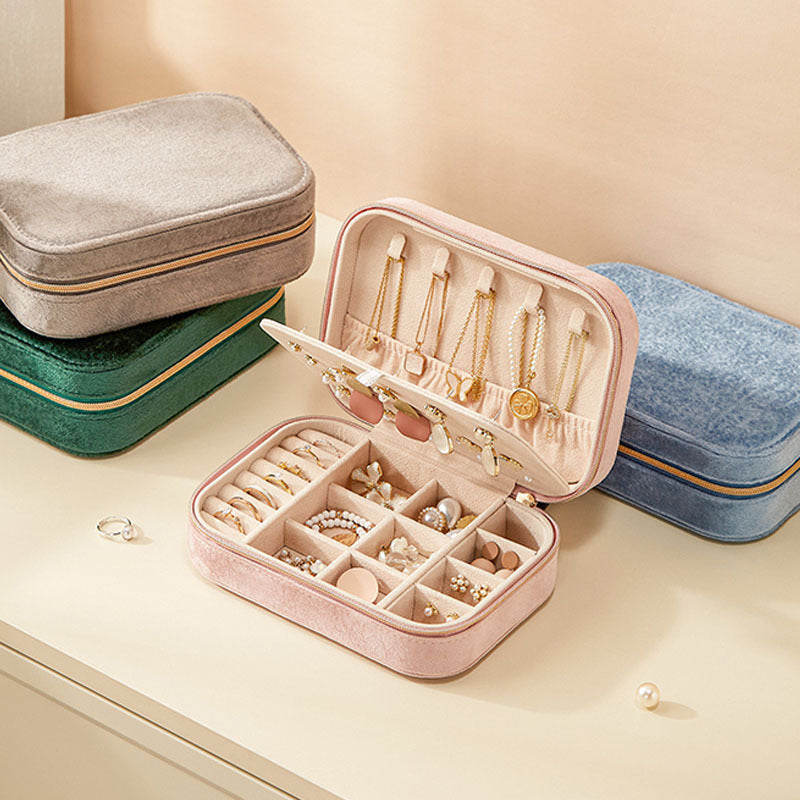 Simple Portable Velvet Jewelry Box Pearl Fleece
