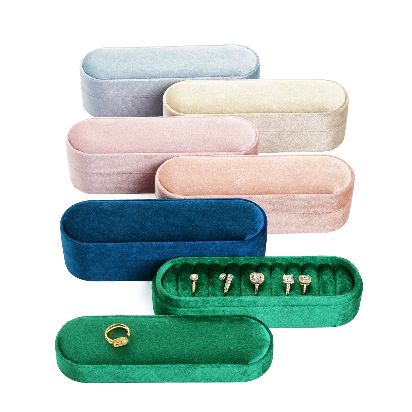 Velvet Ring Earring Jewelry Box Portable Multiple Colors