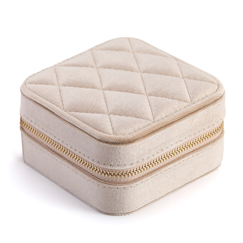 Multi Grid Diamond Velvet Jewelry Organizer Box