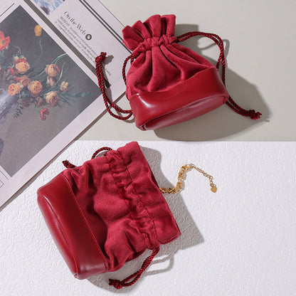 Drawstring Suede Leather Jewelry Pouch Portable