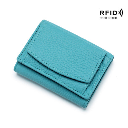 Genuine Leather RFID Mini Wallet Women Coin Purse