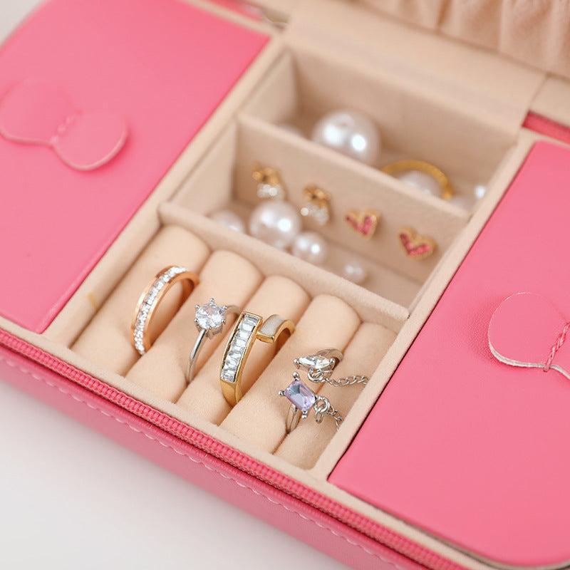 Large Capacity Travel Jewelry Box with Mirror