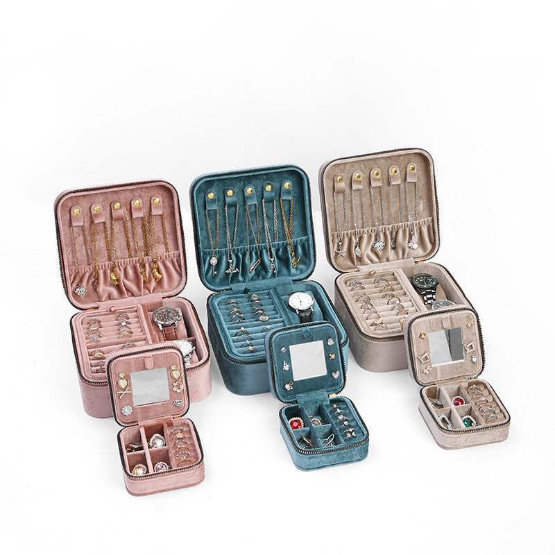 Fashion Retro Velvet Multi Function Jewelry Box Travel