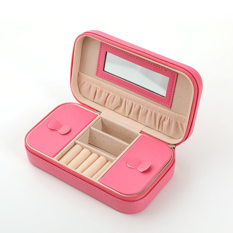 Large Capacity Travel Jewelry Box with Mirror