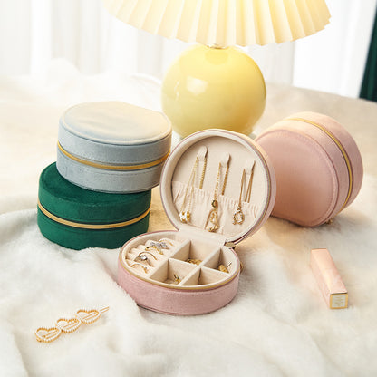 2 Layer Portable Velvet Jewelry Box Multiple Colors