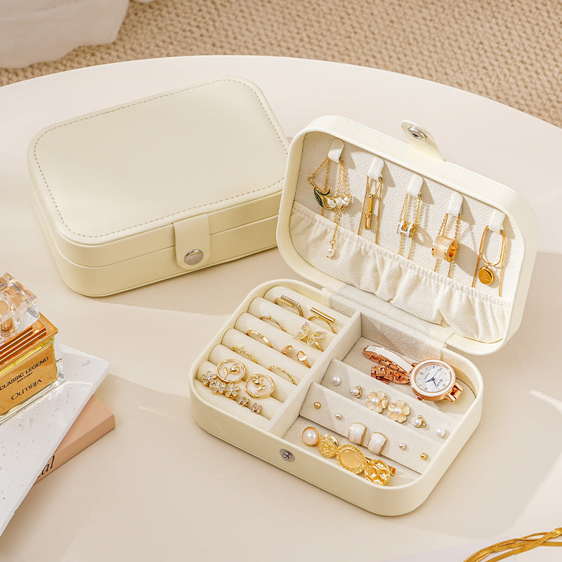 Travel Portable Simple PU Leather Jewelry Box
