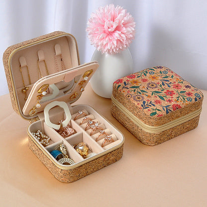 Vintage Travel Jewelry Box with Mirror Portable
