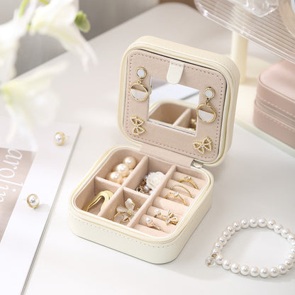 Travel Jewelry Box with Mirror Portable Multiple Colors