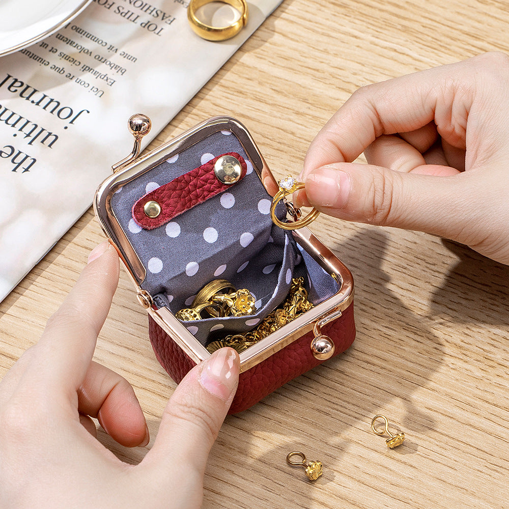 Genuine Leather Mini Frame Coin Jewelry Purse