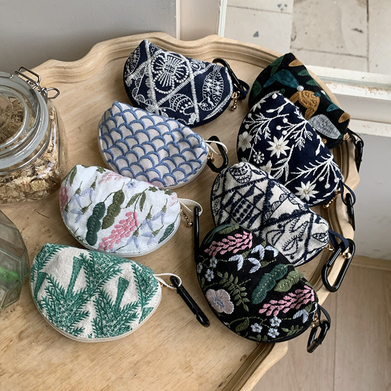 Heavy Embroidery Headphone Case Pouch Multiple Colors