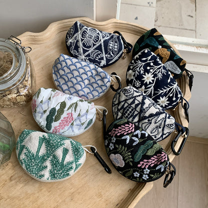 Heavy Embroidery Headphone Case Pouch Multiple Colors
