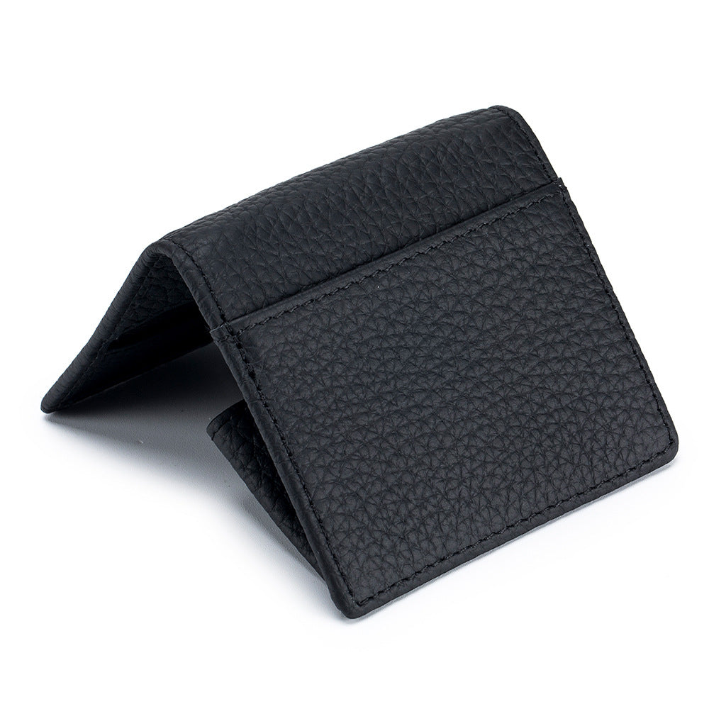 Genuine Leather Mini Wallet with Snap Coin Purse