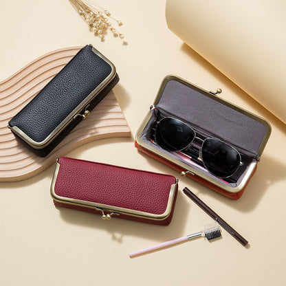 Creative Portable Genuine Leather Eyeglasses Case for Ladies