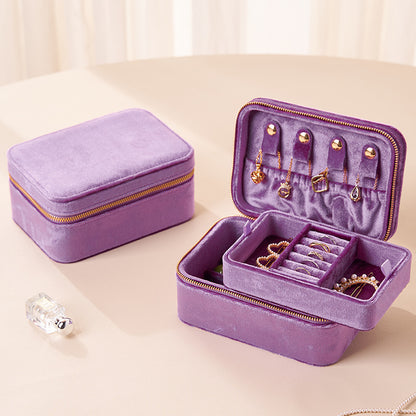 Velvet Jewelry Organizer Box Earring Ring Storage
