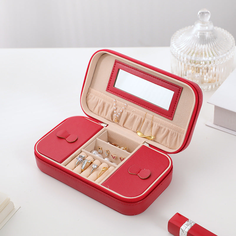 Large Capacity Travel Jewelry Box with Mirror