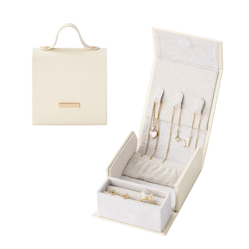 Portable Handheld Color Block Jewelry Box For Travel