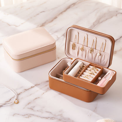 Small Apricot Brown Jewelry Box for Necklace Ring Hair Accessory